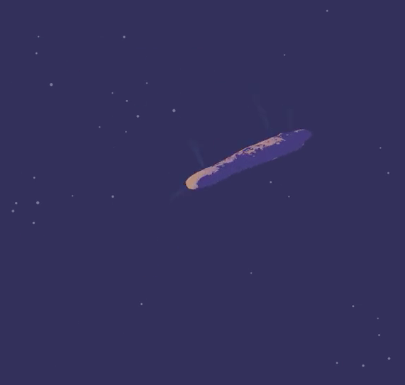 Recreación del movimiento de Oumuamua. Imagen: NASA