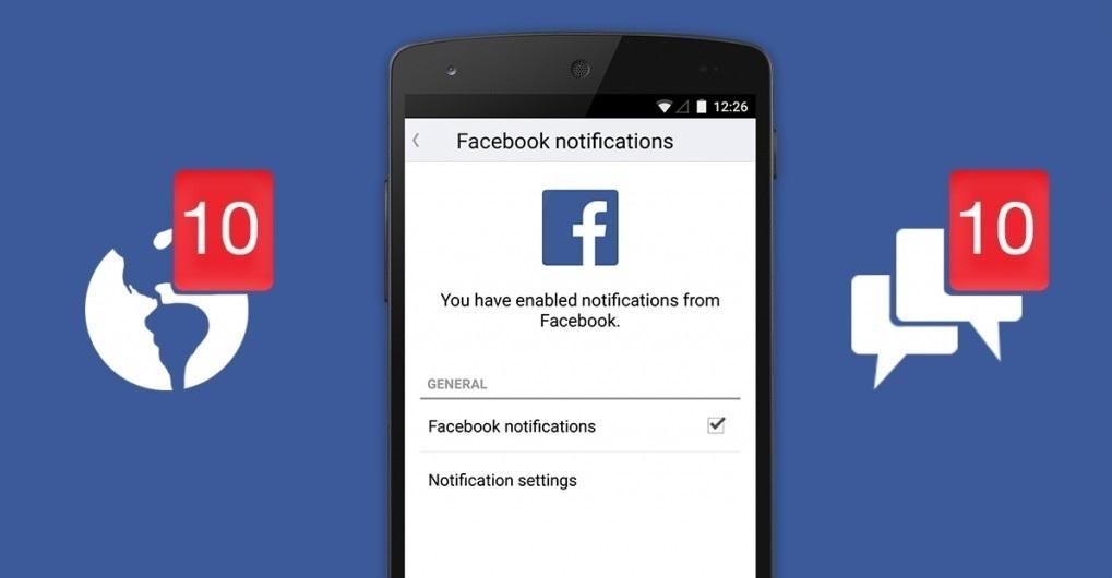 Montaje reflejando notificaciones de Facebook y una captura de pantalla de su aplicación móvil