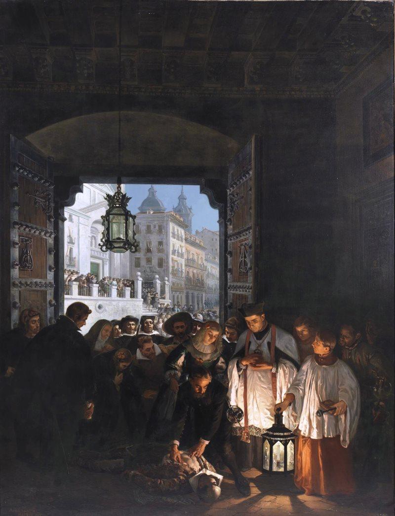 Muerte del conde de Villamediana (pintado por Manuel Castellano) sigue hoy día sin resolver. Muerte del conde de Villamediana (pintado por Manuel Castellano) sigue hoy día sin resolver.