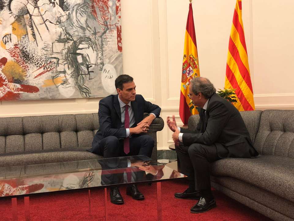 Reunión de Pedro Sánchez y Quim Torra. La Moncloa