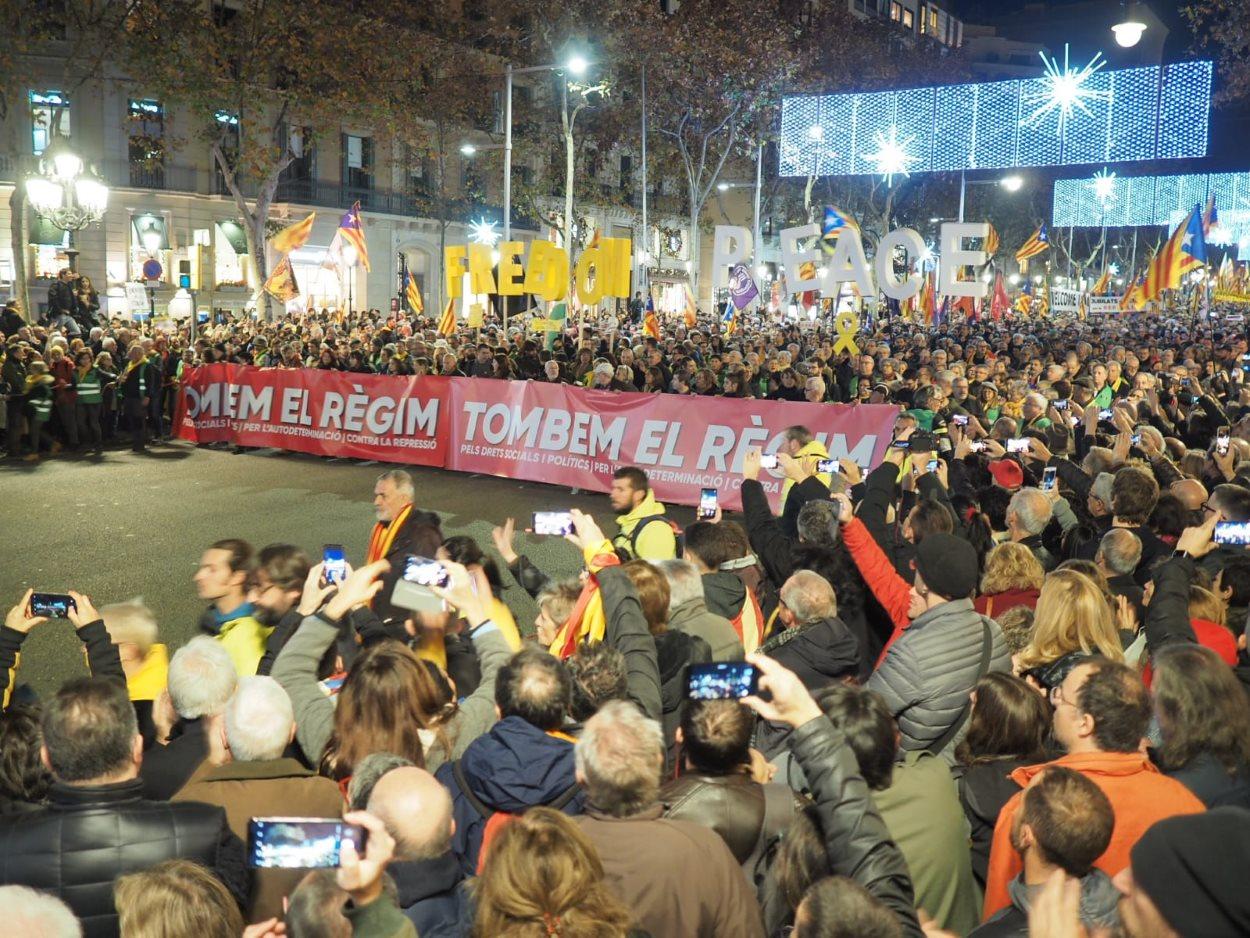 Manifestación en Barcelona contra el Consejo de Ministros del 21D.