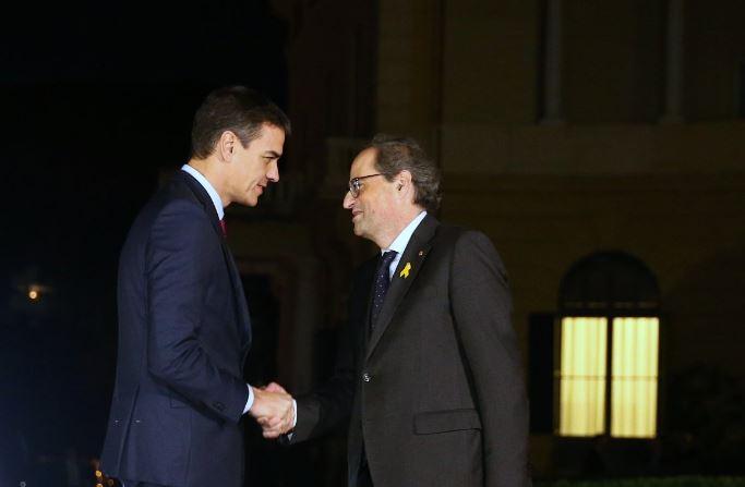 El presidente del Gobierno, Pedro Sánchez, junto al president de la Generalitat Quim Torra