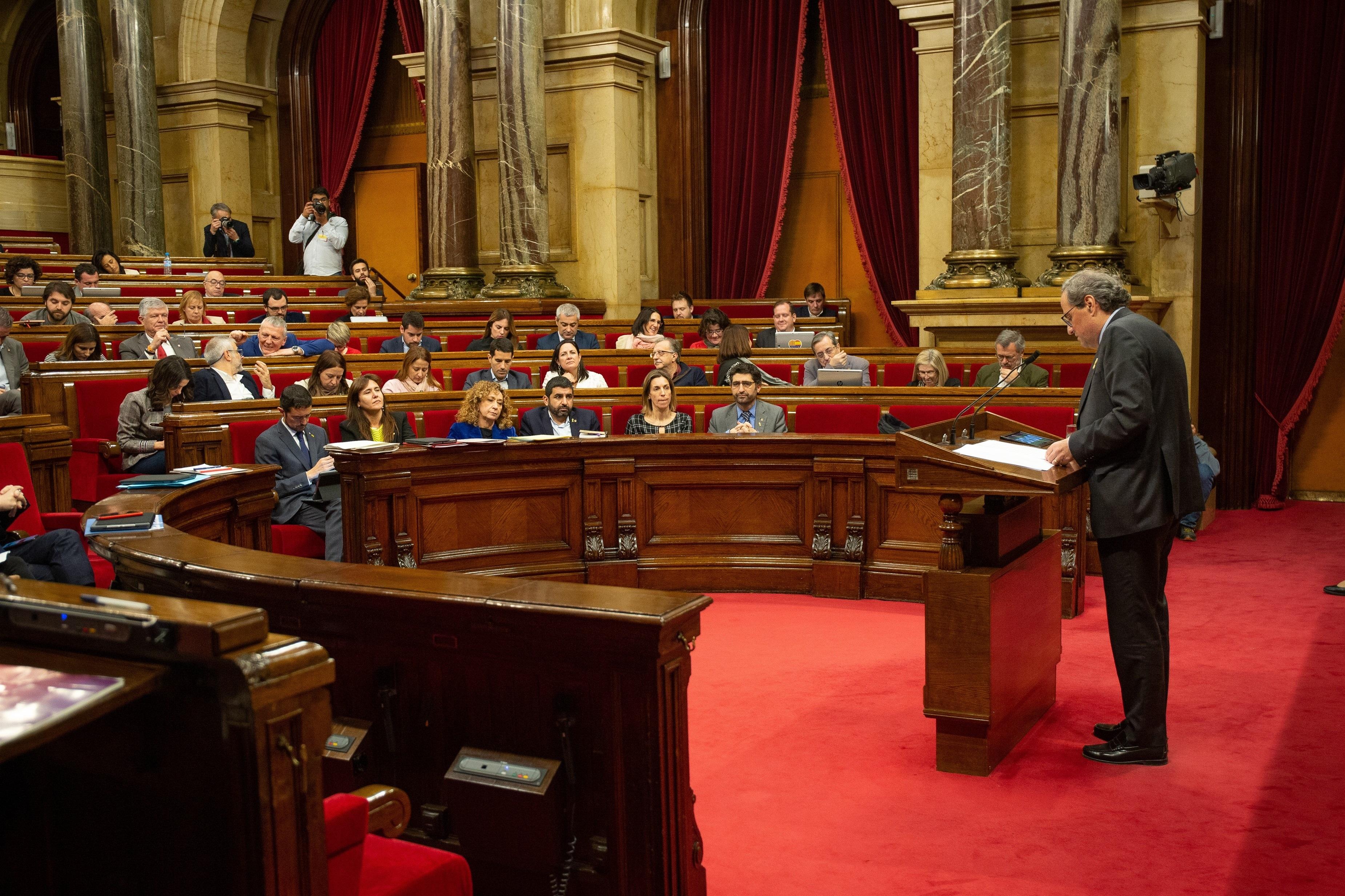 El Presidente de la Generalitat, Quim Torra, en el un pleno en el Parlamento de Cataluña - David Zorrakino Europa Press