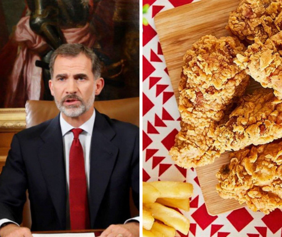 El Rey Felipe VI y pollo frito