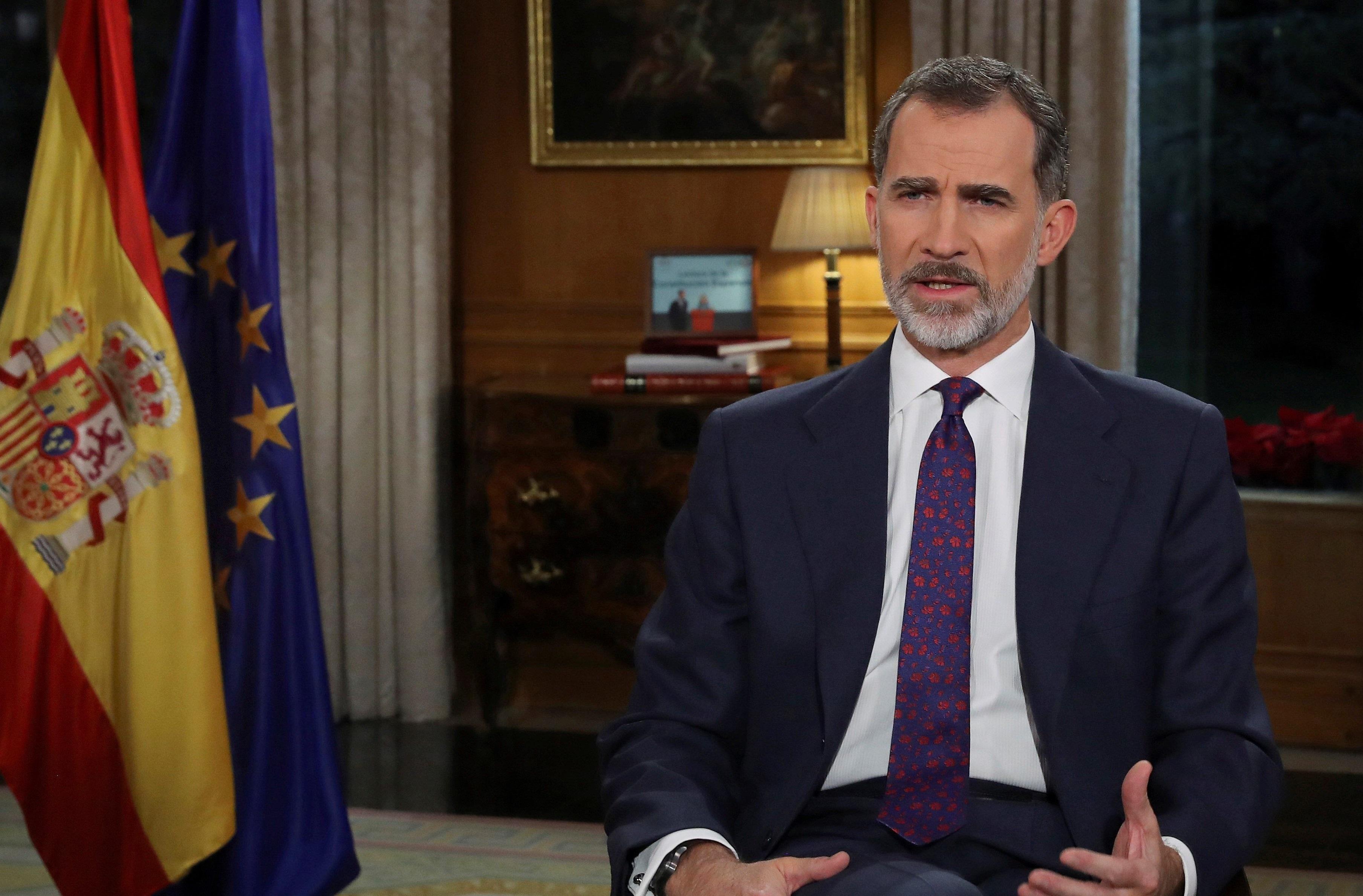 El rey Felipe VI durante su discurso navideño de 2018 