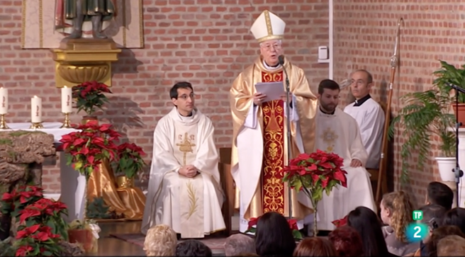 Captura de la Misa emitida por 'TVE' oficiada por el obispo de Alcalá de Henares.