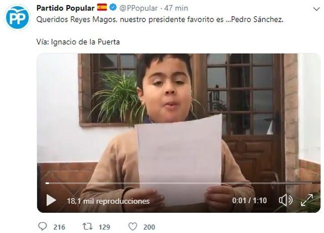 Tweet PP que desea la muerte a Pedro Sánchez