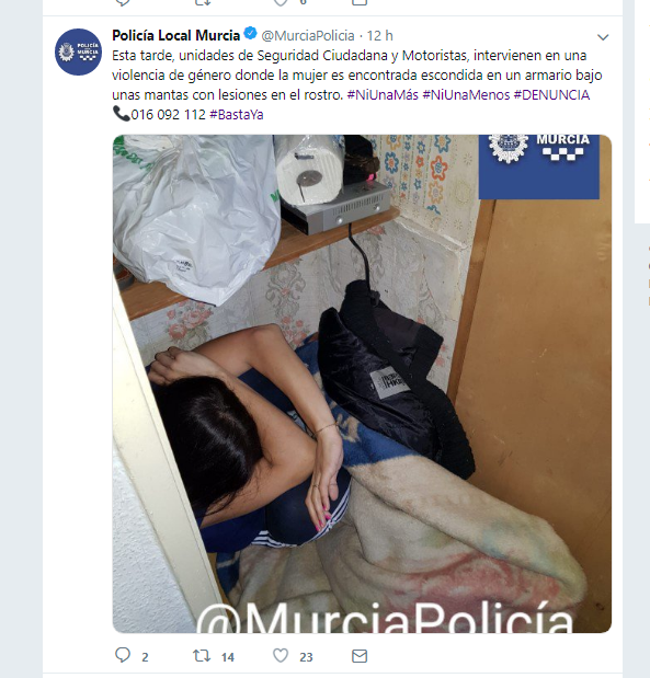 Captura del tuit de la Policía Local de Murcia