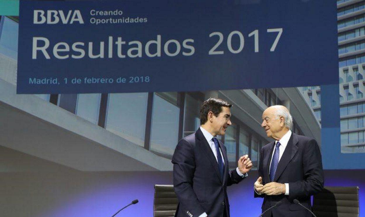 Carlos Torres Vila y Francisco González en la presentacion de resultados del año pasado