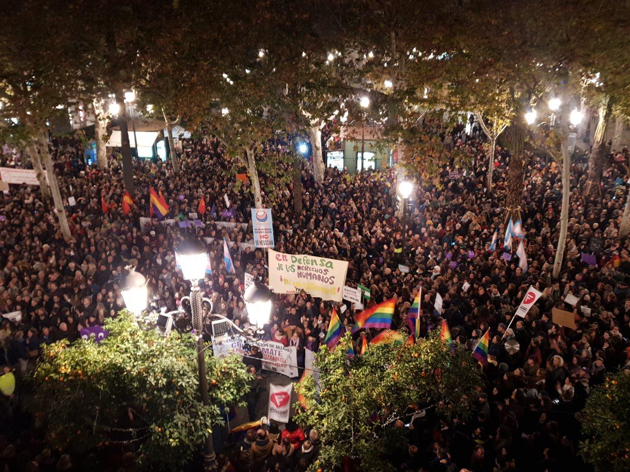 Manifestación de colectivos feministas contra Vox bajo el lema Ni un paso atrás en igualdad y diversidad. Nuestros derechos no se negocian. EP