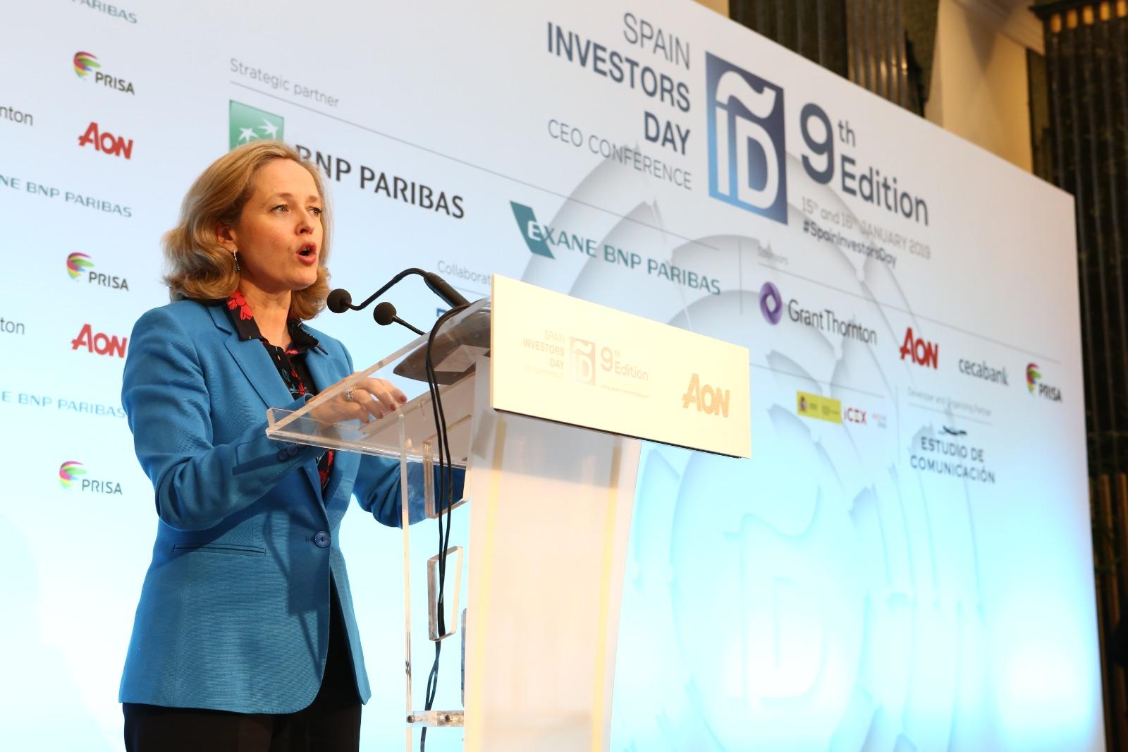 La ministra Economia y Empresa, Nadia Calviño, en el SpainInvestorsDay