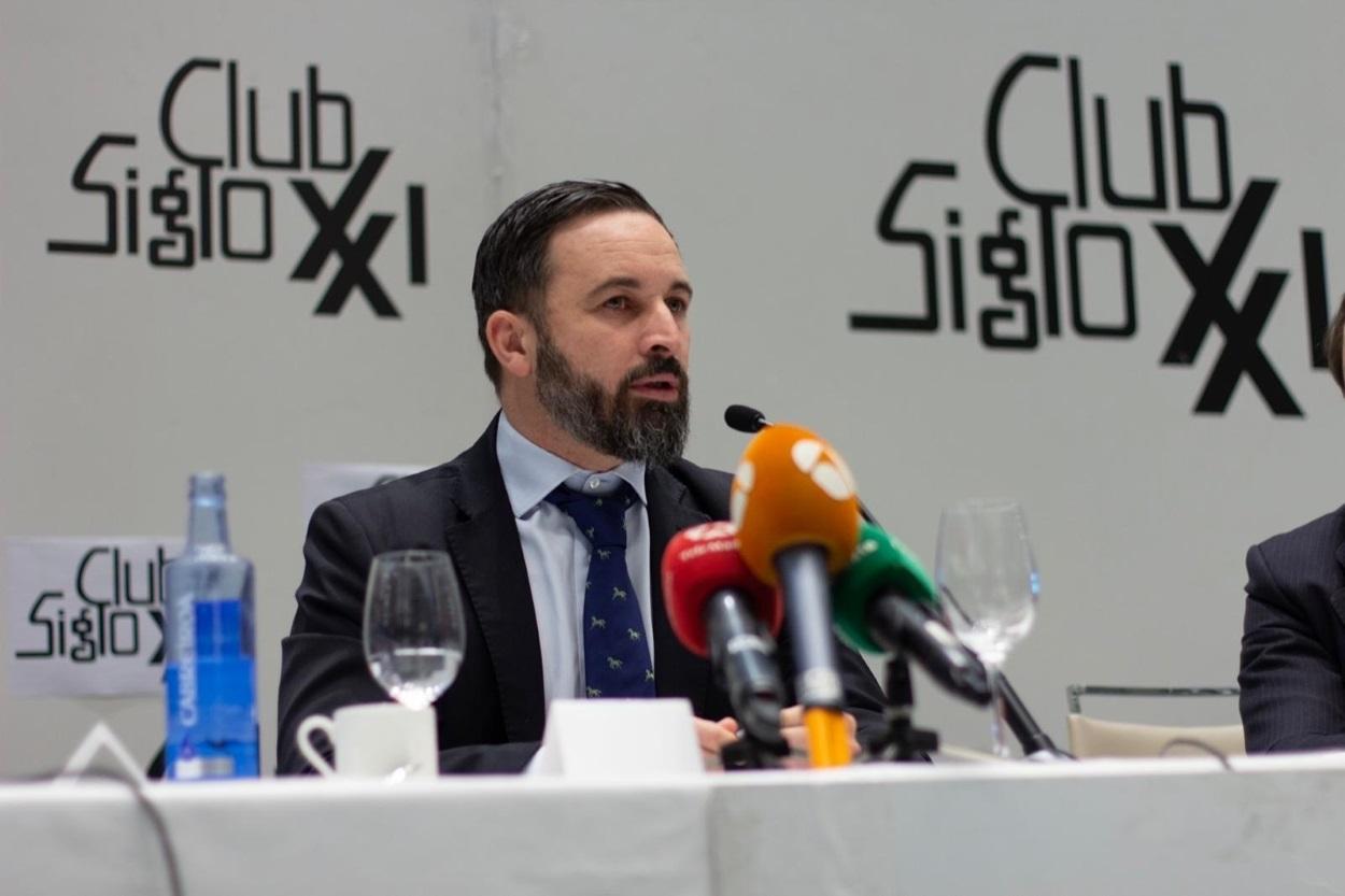 Santiago Abascal durante un desayuno informativo en Club Siglo XXI