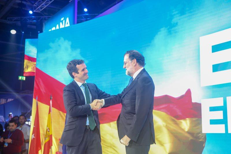 Mariano Rajoy y Pablo Casado en la Convención Nacional del PP. EP