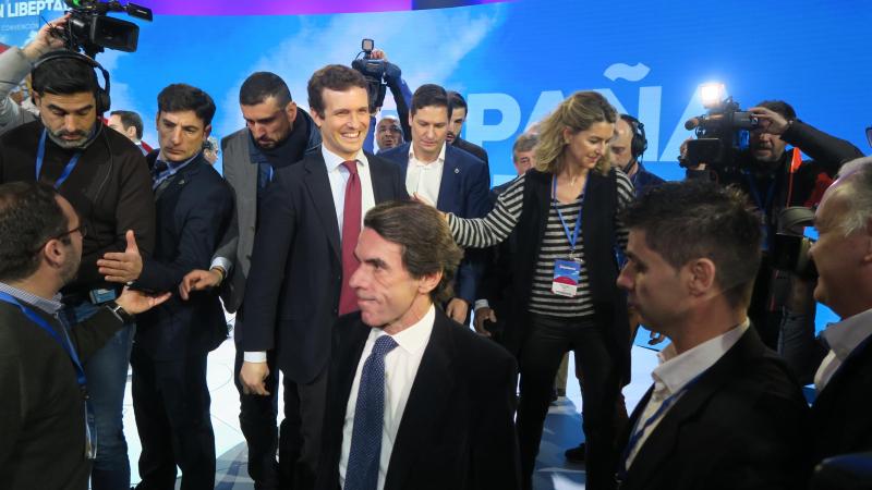 Pablo Casado y José María Aznar juntos en la Convención Nacional del PP