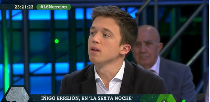 Íñigo Errejón en el plató de La Sexta Noche. 