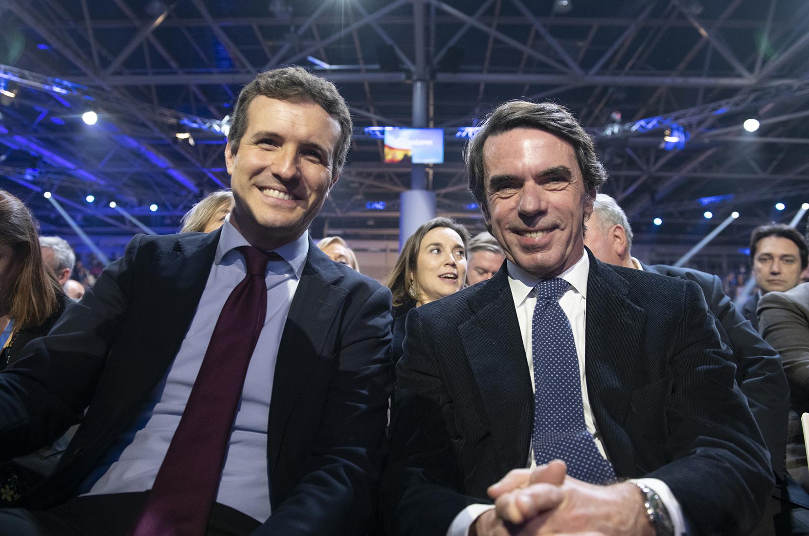 Pablo Casado y José María Aznar en la Convención Nacional del PP