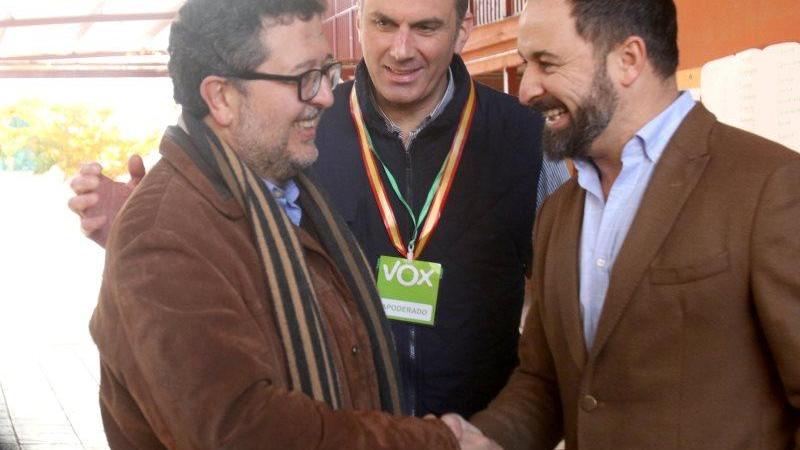 Francisco Serrano, Javier Ortega y Santiago Abascal, de Vox. EP