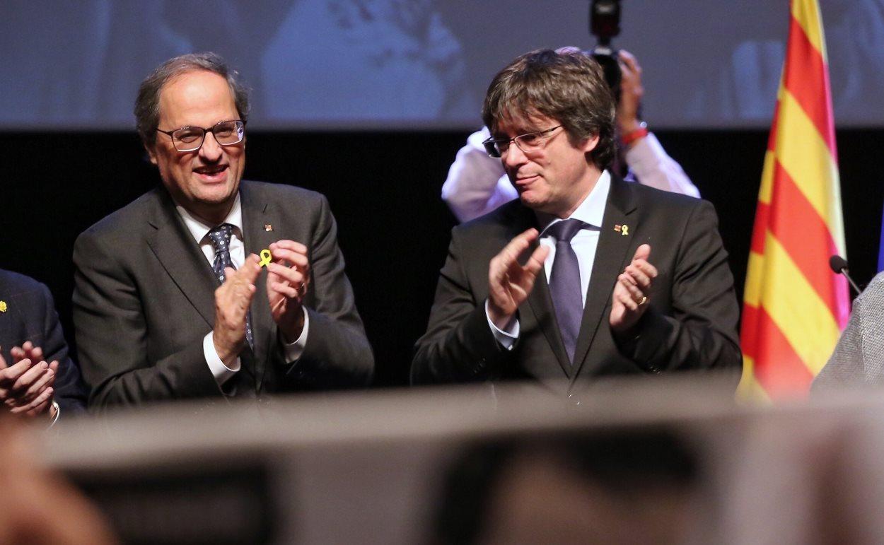El presidente de la Generalitat, Quim Torra, y el expresidente Carles Puigdemont. EP