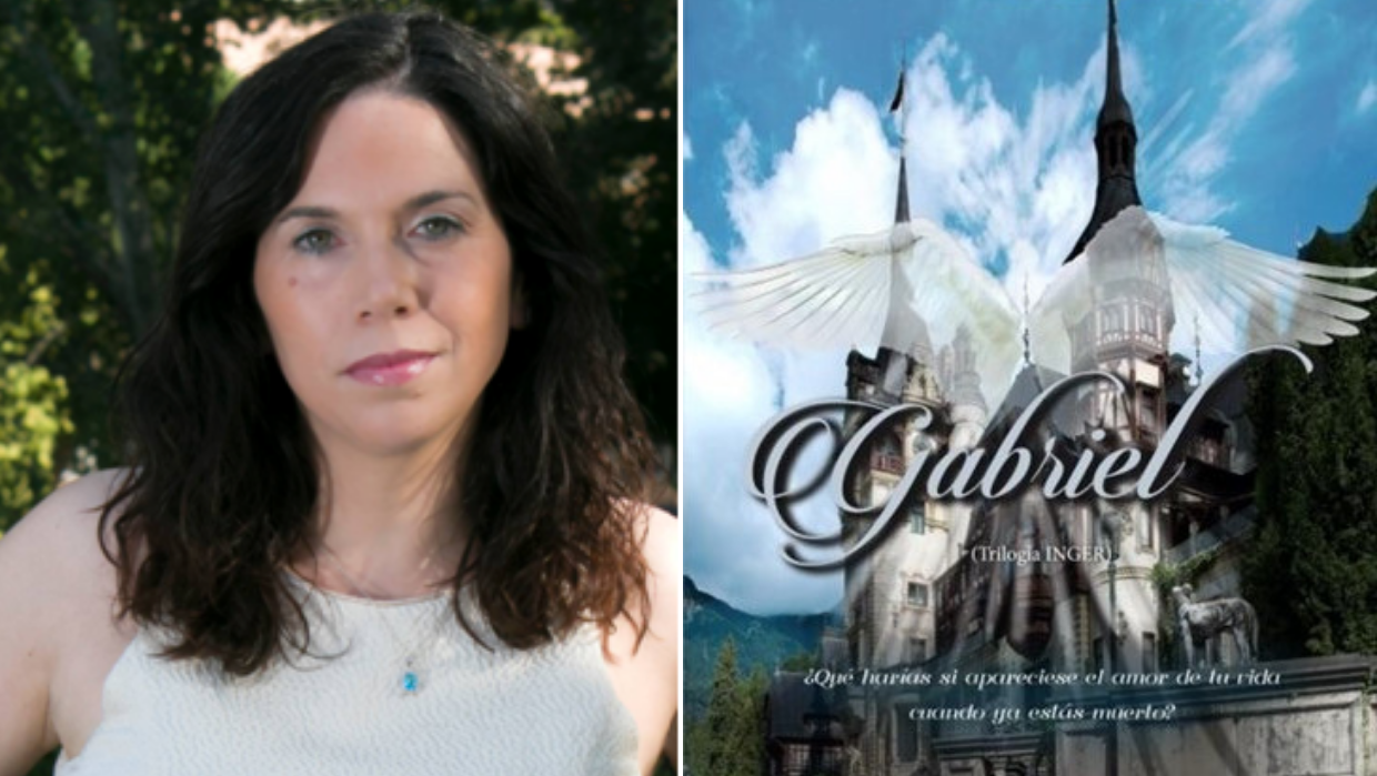 La escritora Vanesa Paredes y la portada de su libro Gabriel.