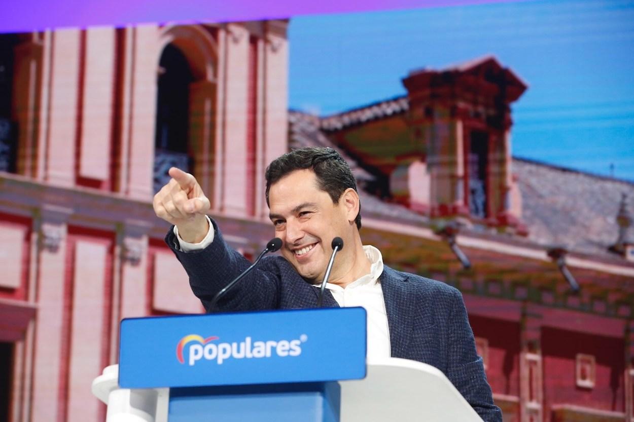 El presidente andaluz Juanma Moreno, en la convención del PP.