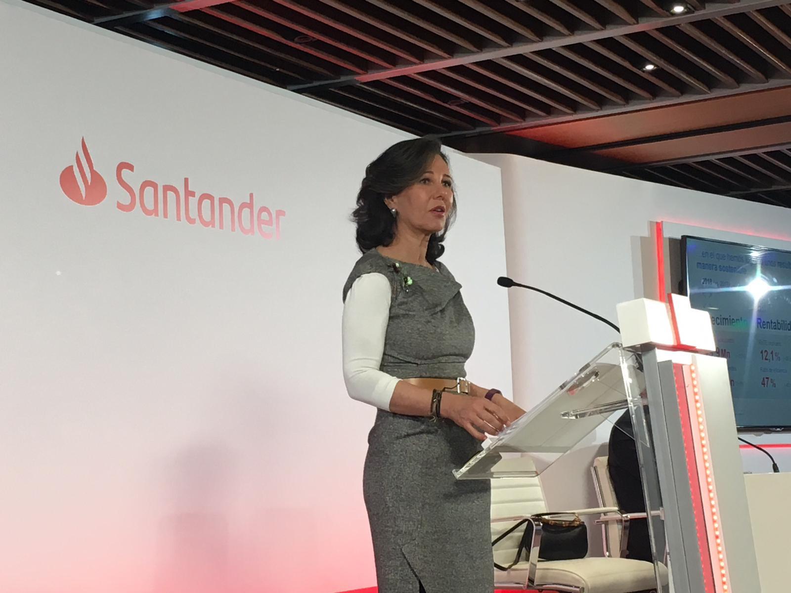 Ana Patricia Botín durante la presentación de resultados de 2018 - El Plural