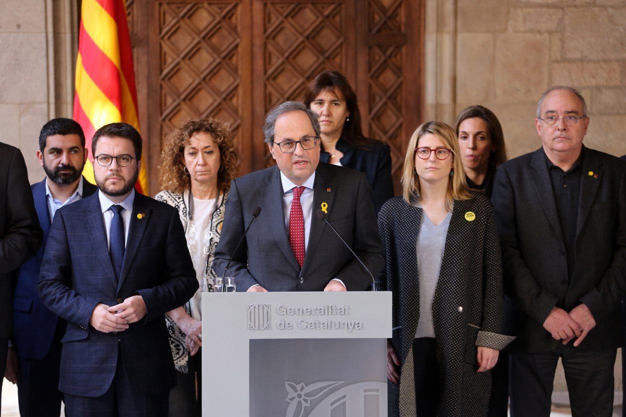 Declaración institucional del presidente Quim Torra con sus consellers. EP