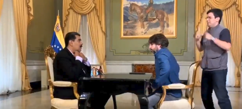Imagen de la primera  entrevista que Jordi Évole hizo a Nicolás Maduro. 