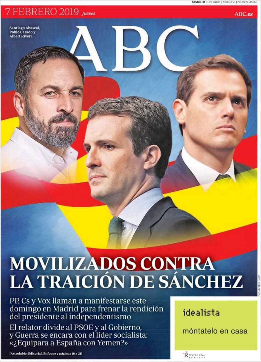 Portada del diario ABC del 7 de febrero de 2019