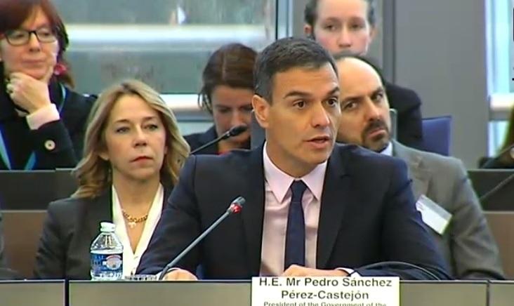 Pedro Sánchez ante el Consejo de Europa en Estrasburgo