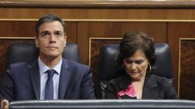 El presidente del Gobierno, Pedro Sánchez, y la vicepresidenta, Carmen Calvo, en el Congreso. La Sexta