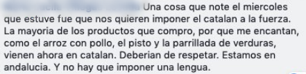 Mensaje clienta de Mercadona