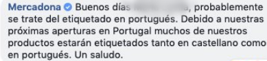 Respuesta de Mercadona Respuesta de Mercadona