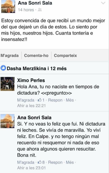 Recorte del Facebook de Ana Salas Recorte del Facebook de Ana Salas