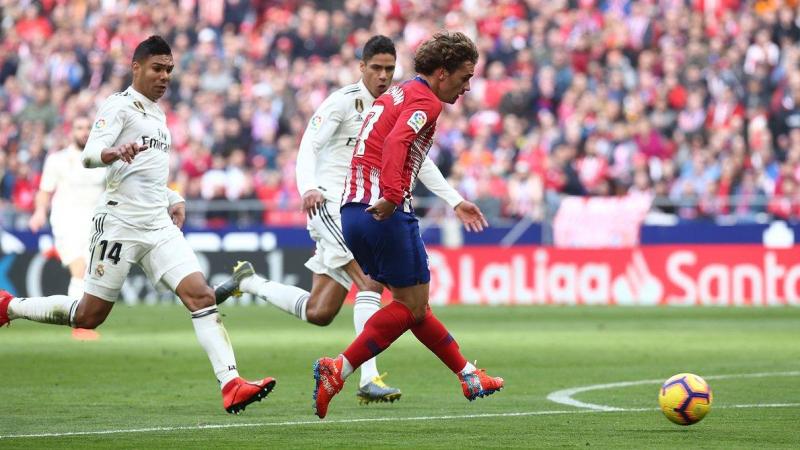 Griezmann en el derbi. 