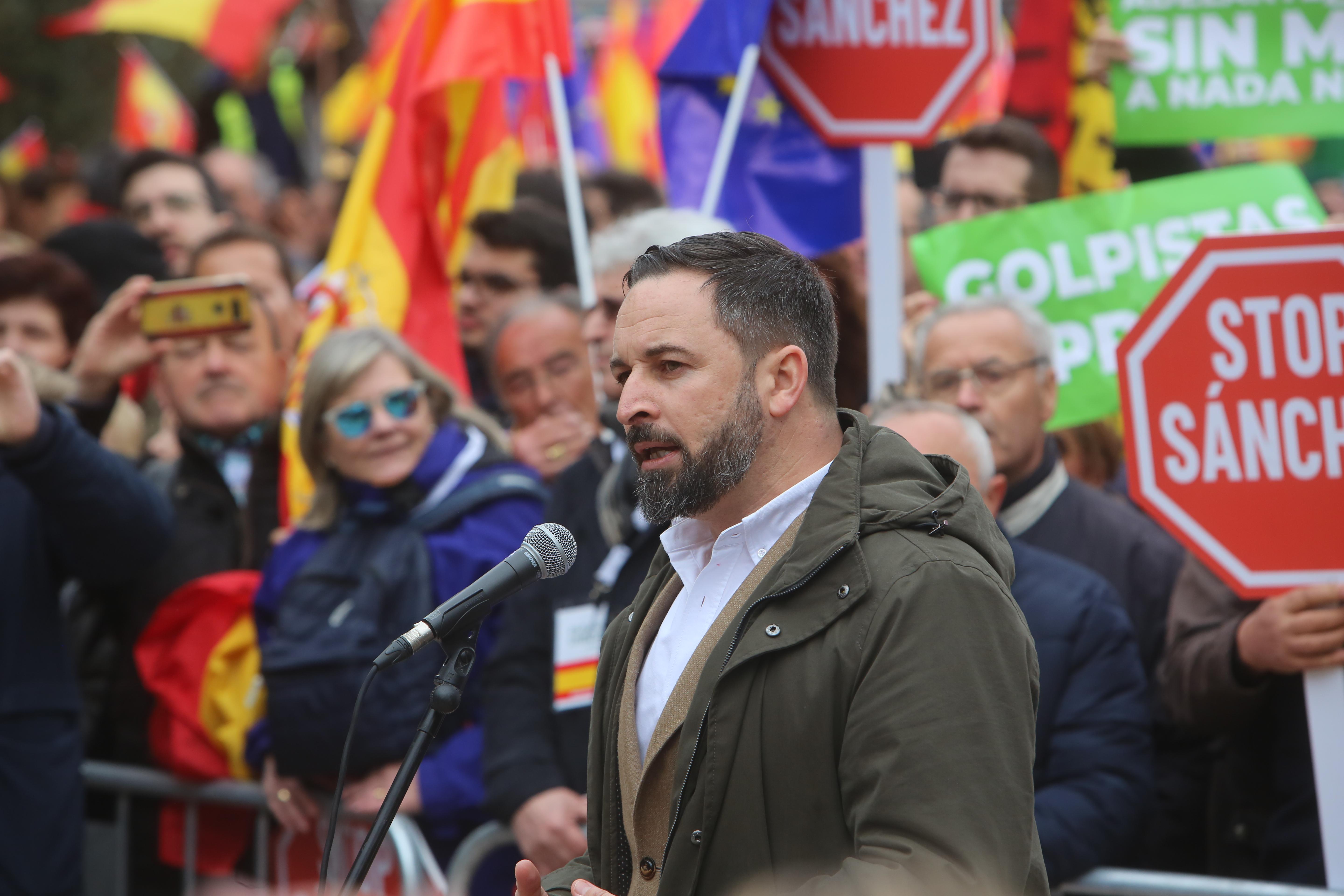 Santiago Abascal en la concentración de Colón. Fuente: Archivo.