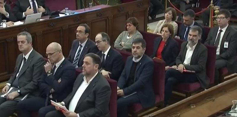 Oriol Junqueras y el resto de líderes independentistas que son juzgados hoy en el Supremo