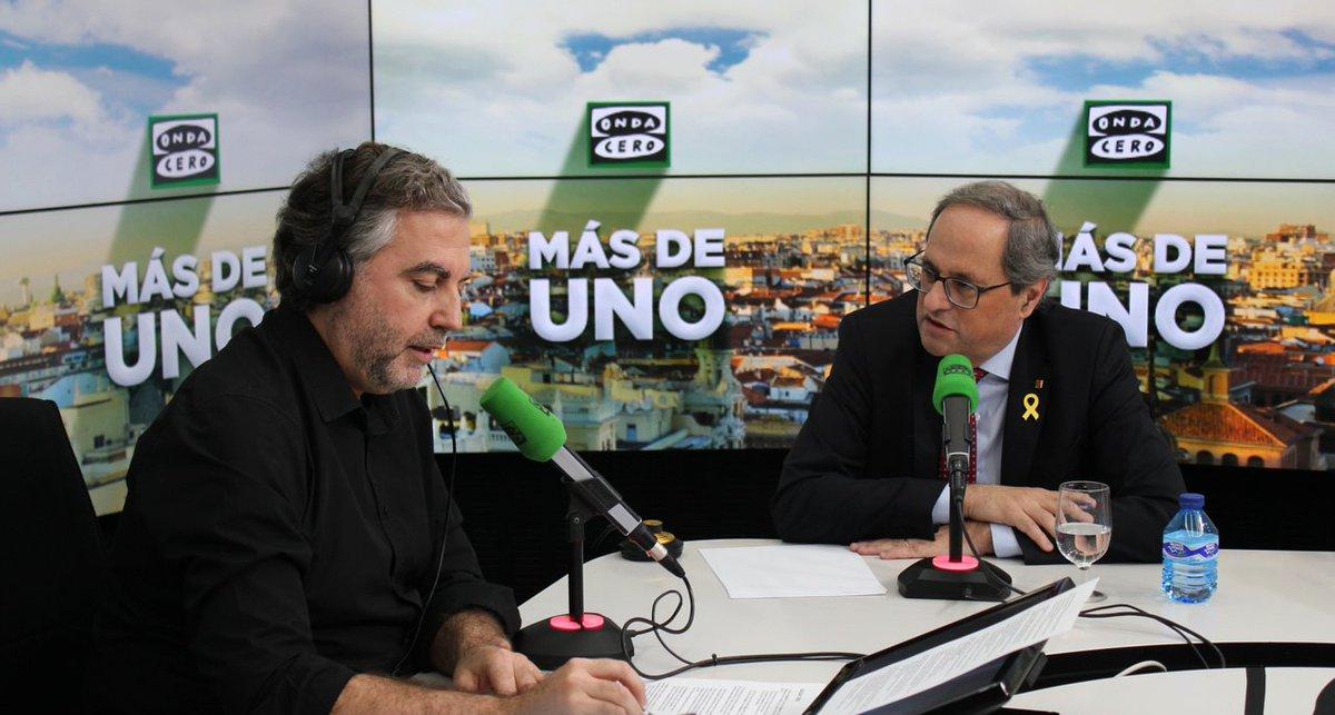 Carlos Alsina entrevista a Quim Torra en 'Más de Uno'. Twitter: @MasDeUno