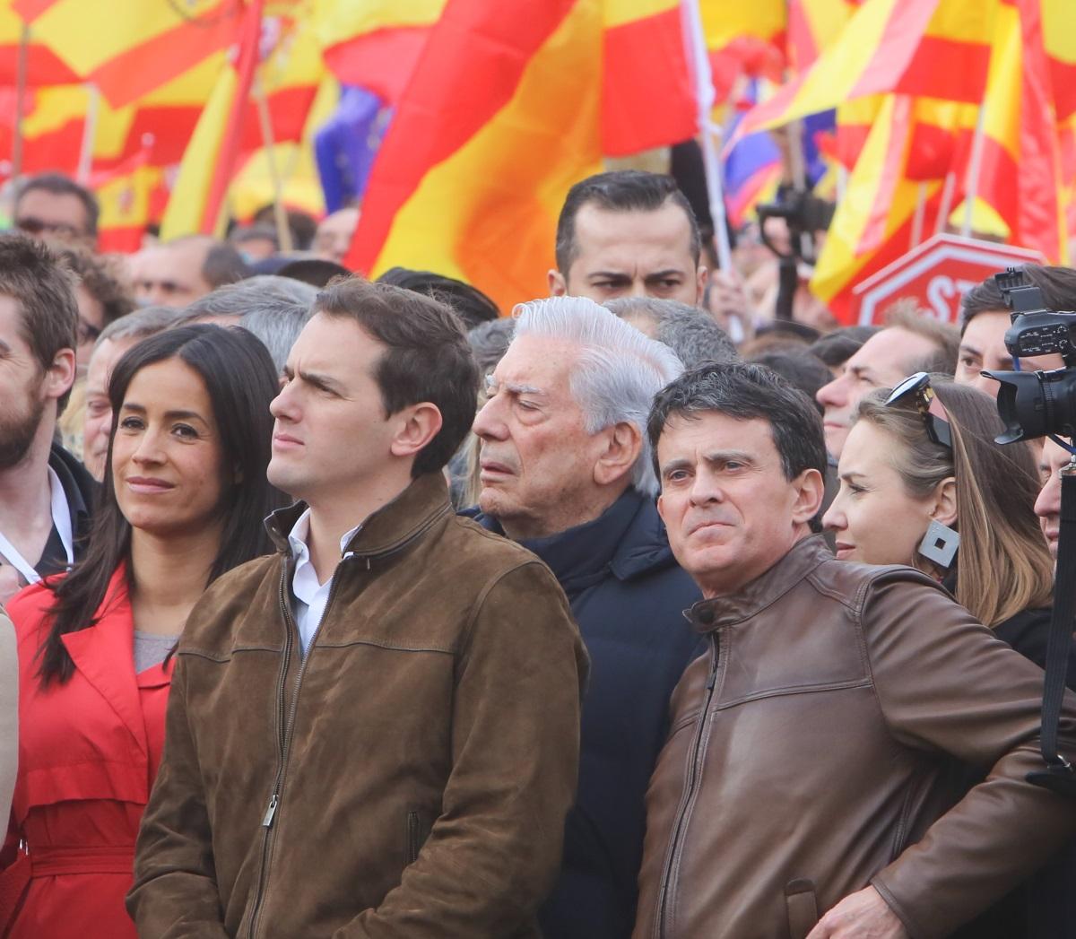 Albert Rivera y Manuel Valls en la manifestación de Colón