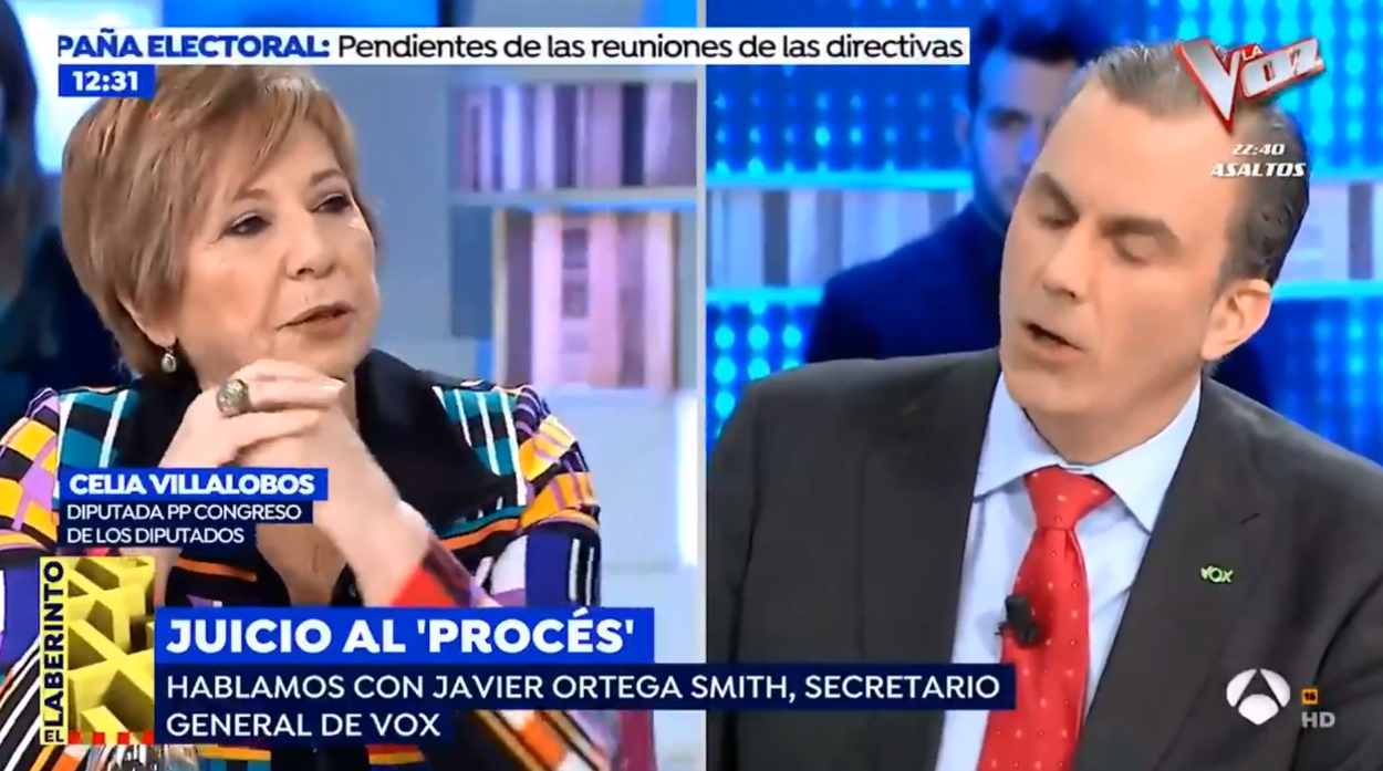 Ortega Smith discute con Celia Villalobos en Antena 3