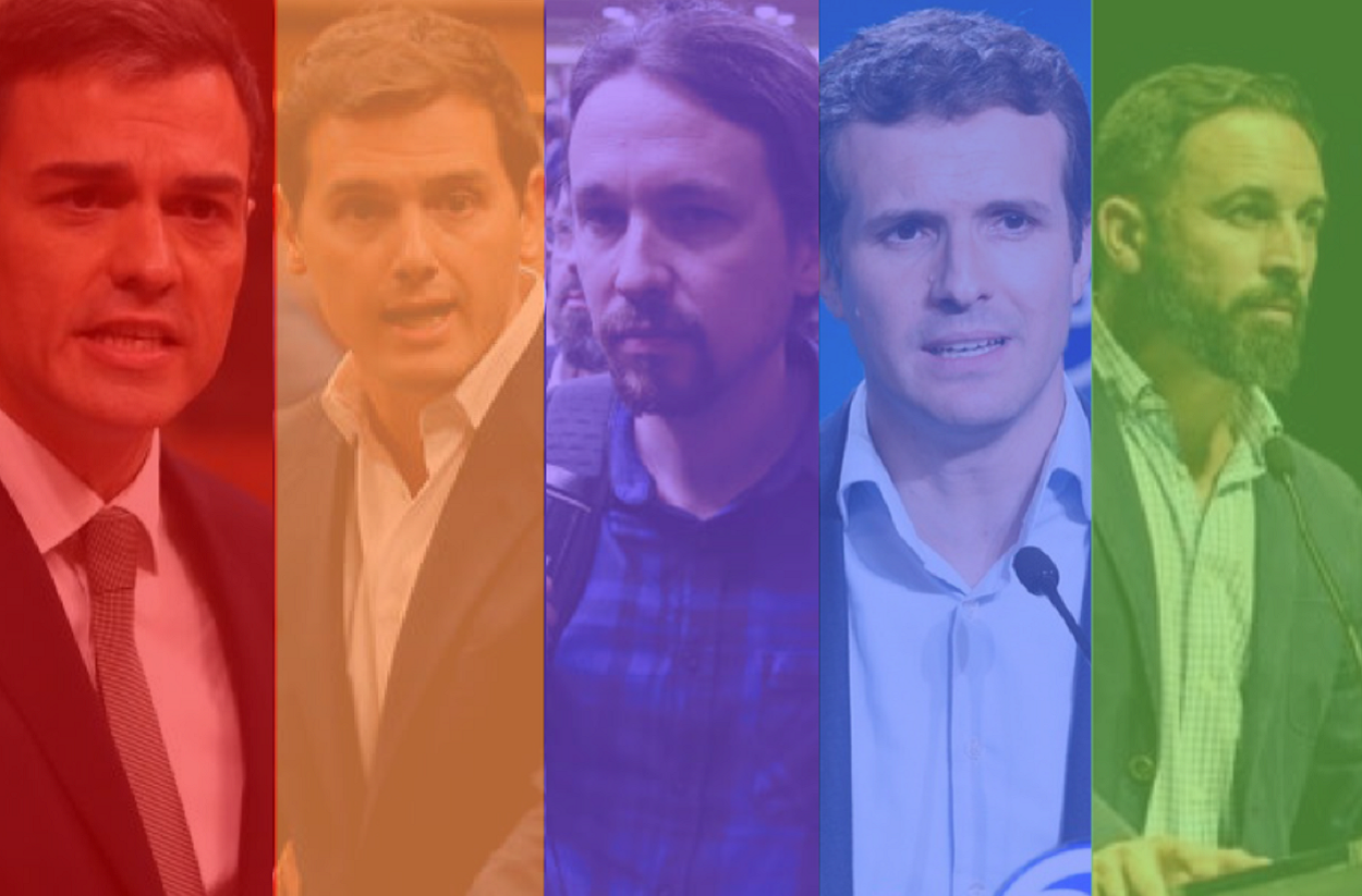 Imágenes de los líderes de los cinco principales partidos