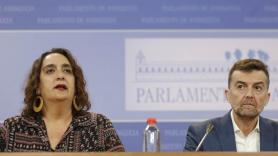 Ángela Aguilera y Antonio Maíllo, de Adelante Andalucía, en rueda de prensa