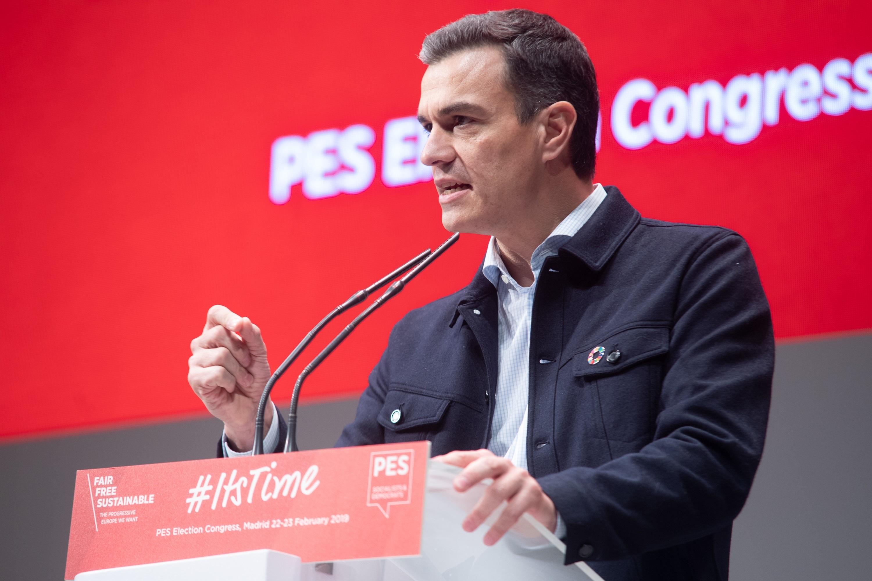 El presidente del Gobierno Pedro Sánchez en su intervención en la calusura de la Convención de Socialistas Europeos (1)