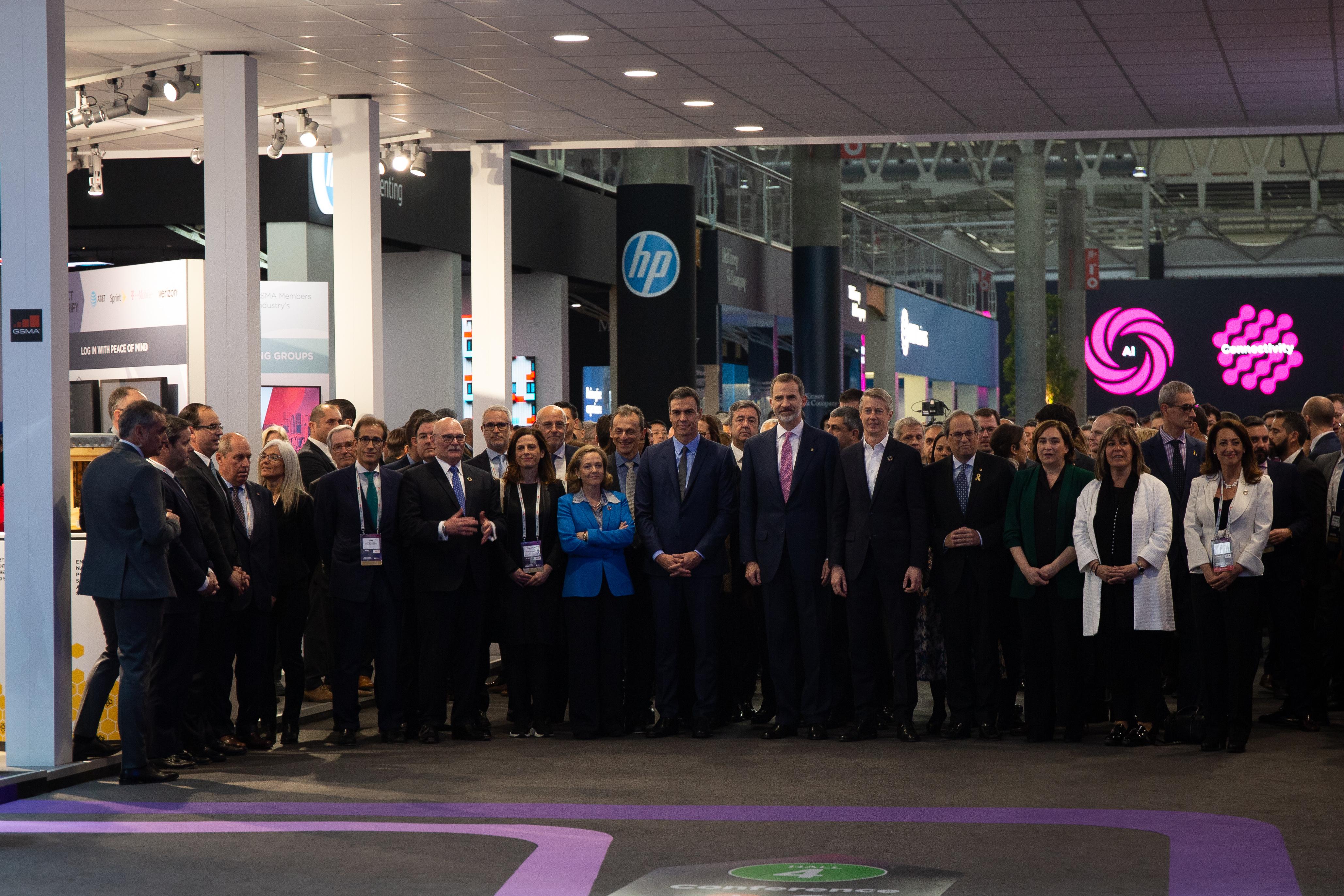 Foto de familia de la inauguración ‘GSMA Mobile World Congress 2019’ en Barcelona -David Zorrakino Europa Press