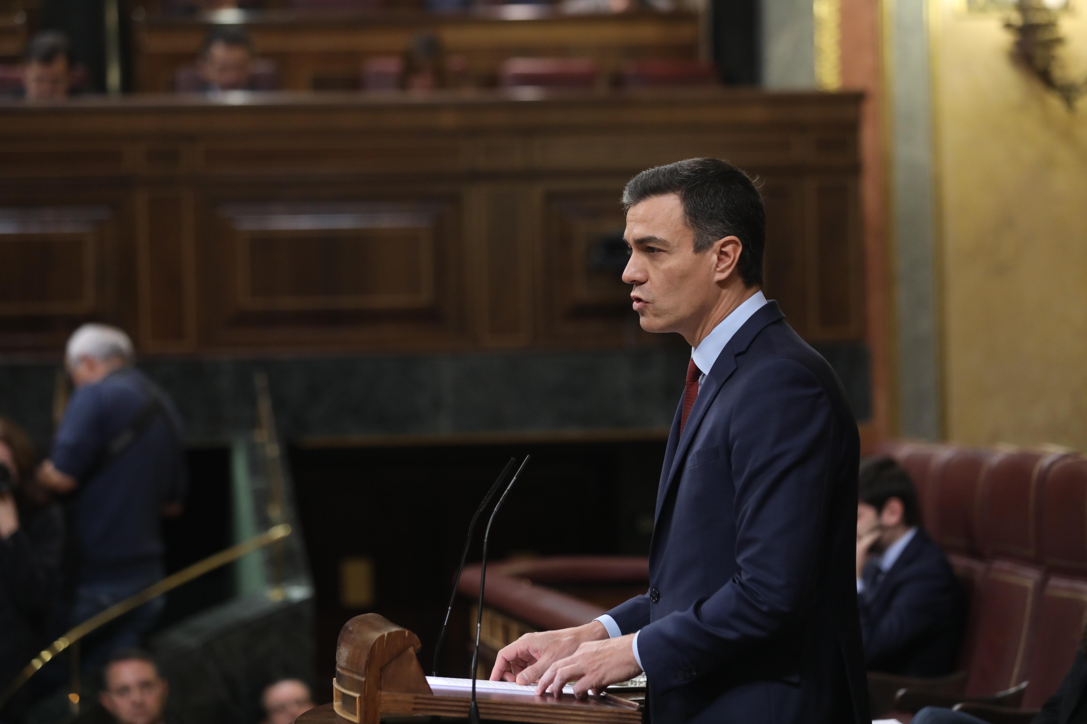 Pedro Sánchez durante el último pleno del Congreso antes del 28-A. Europa Press.