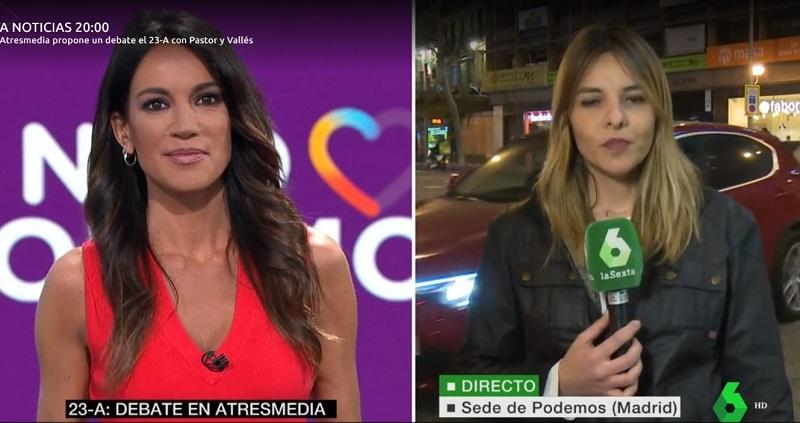 Imagen del informativo de la Sexta en la sede de Podemos Imagen del informativo de la Sexta en la sede de Podemos