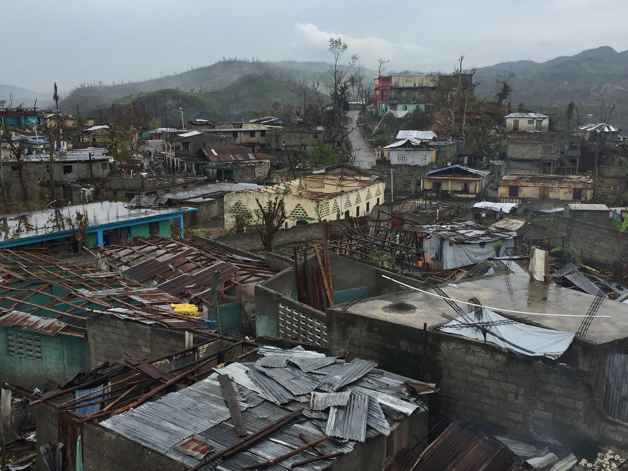 Imagen de Moron (Haití) tras el paso del huracán Mathews en 2016