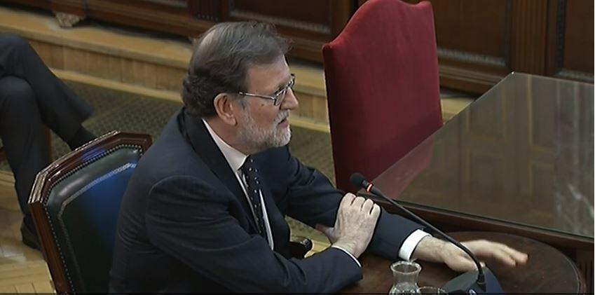 El expresidente del Gobierno Mariano Rajoy durante su declaración como testigo en el juicio del procés. 