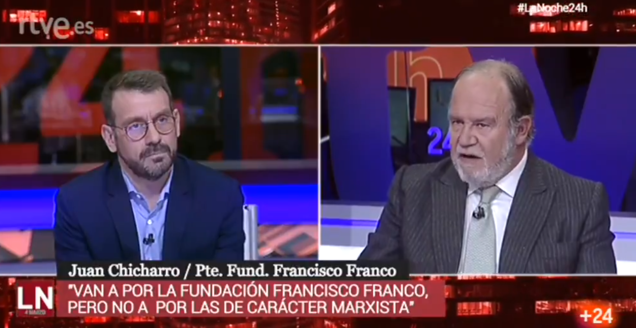 Juan Chicharro, presidente de la Fundación Franco, en el 24 Horas