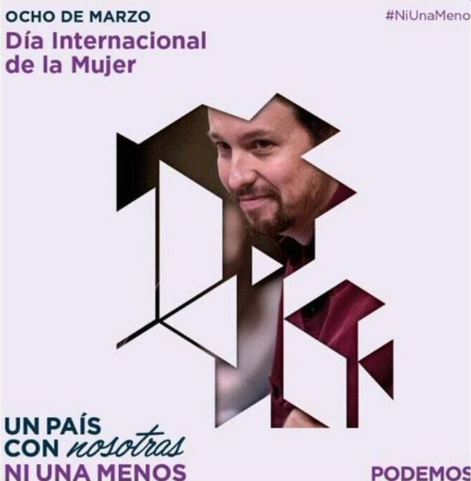Cartel de Unidos Podemos como apoyo al 8M de 2018.