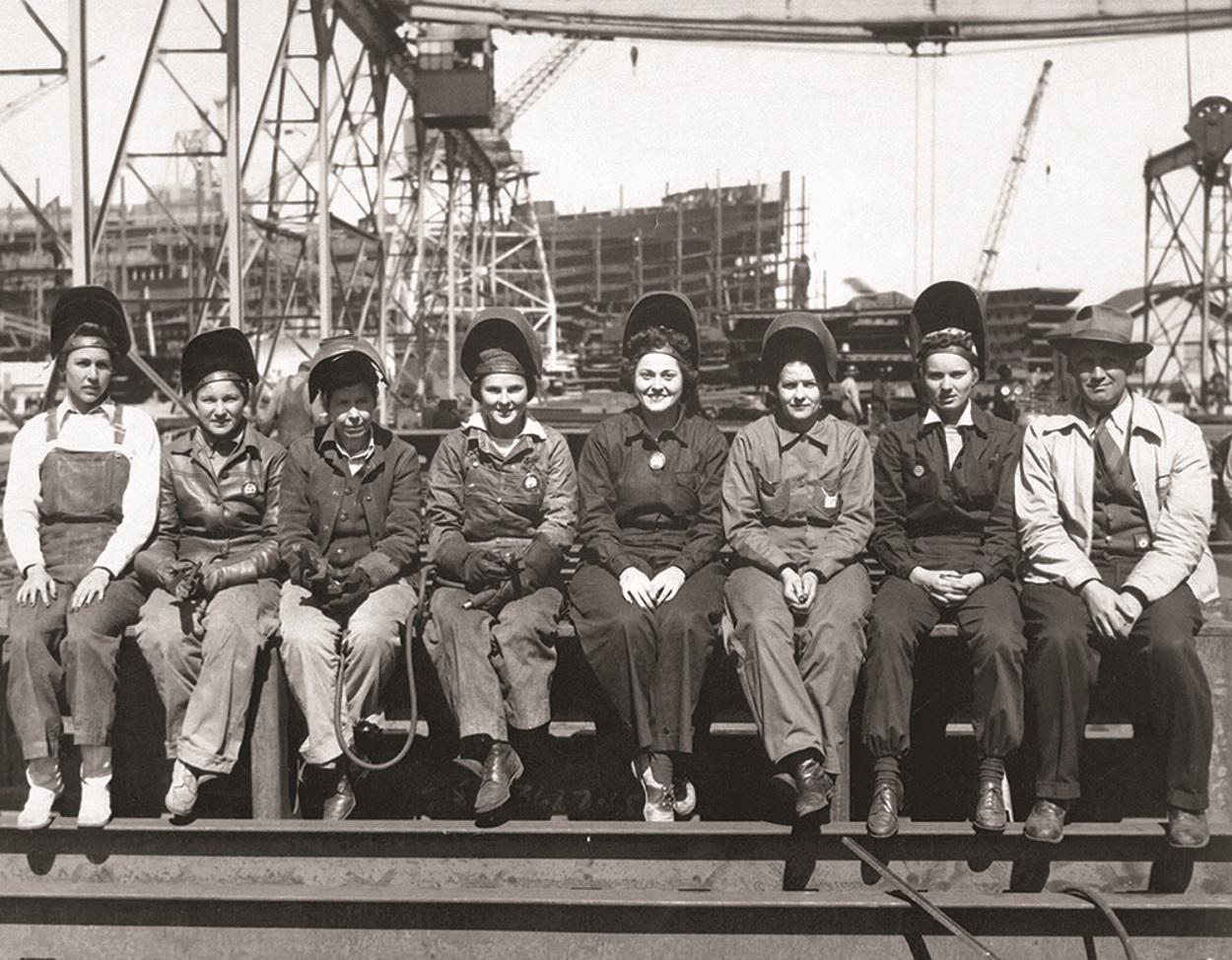 Soldadoras en un astillero de Pascagoula (EEUU) en 1943.